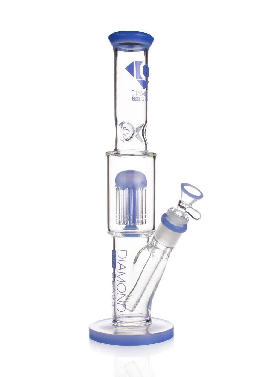 Diamond Glass straight tube bong with 8-arm tree percolator