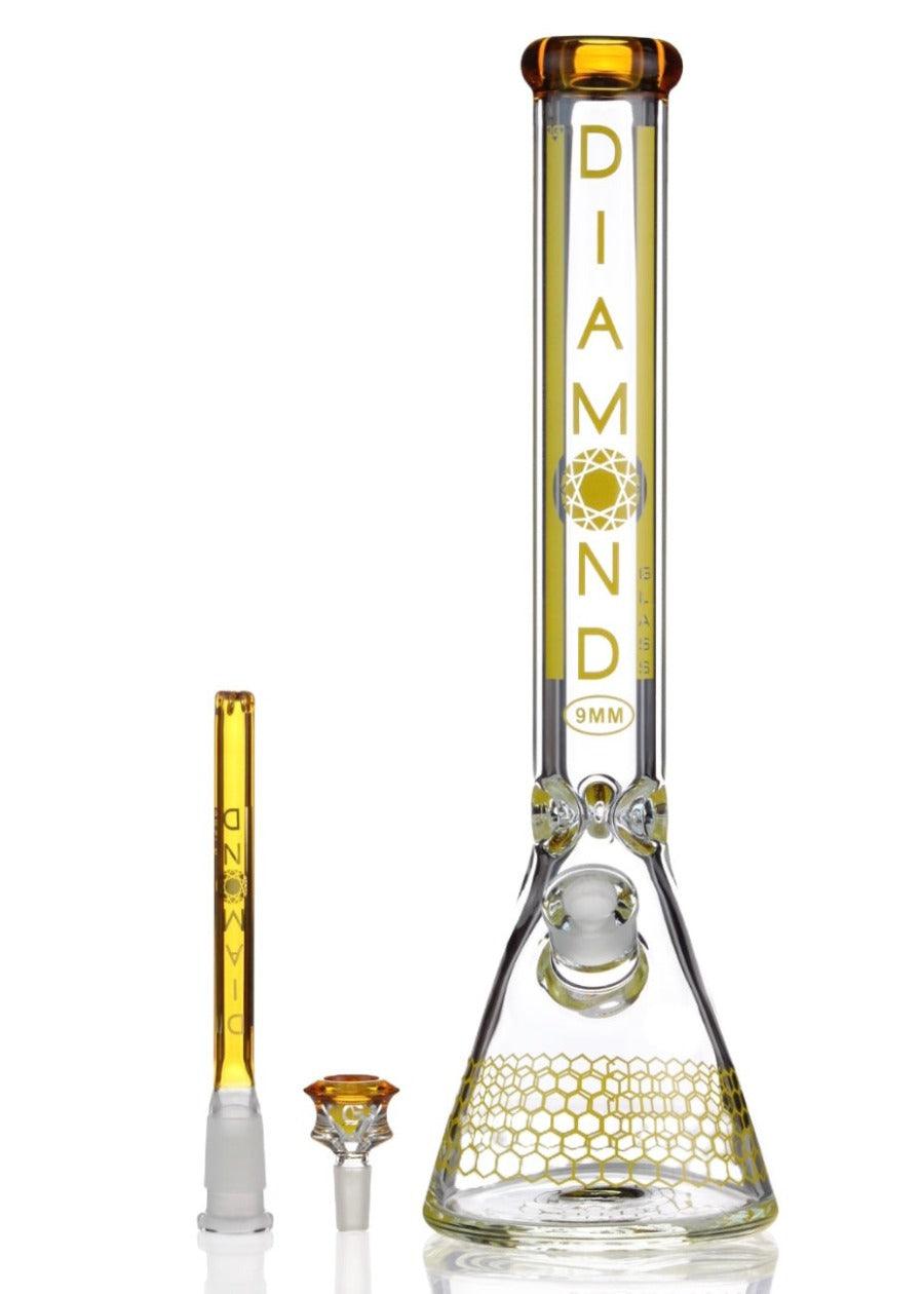 diamond glass 9mm bong in gold