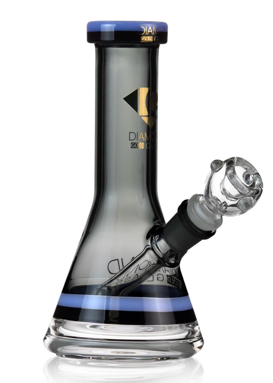 diamond beast mode beaker bong by diamond glass in black and milk blue accents