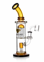 double percolator oil wax dab rig by diamond gold glass
