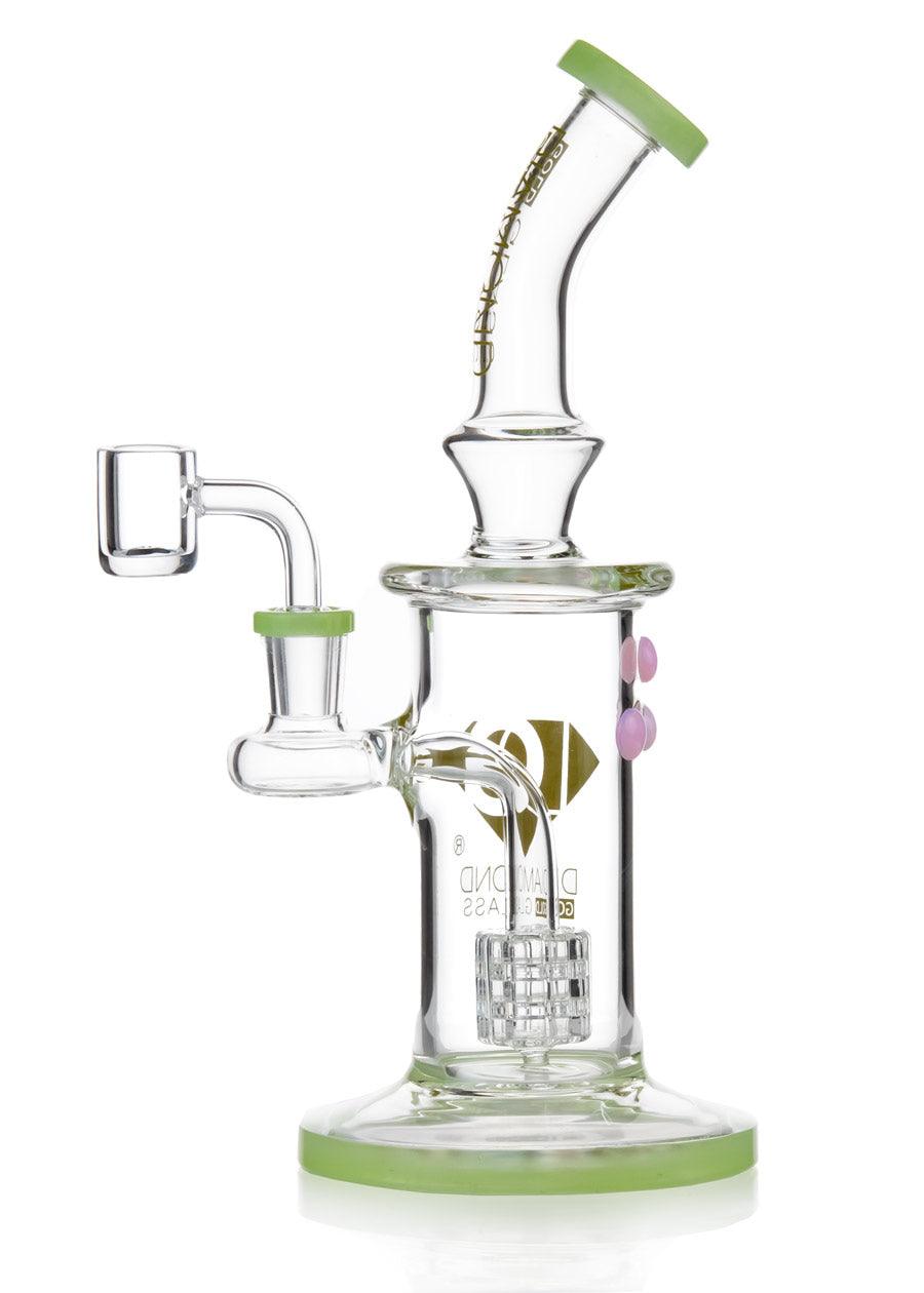 diamond glass dab rig with percolator in green