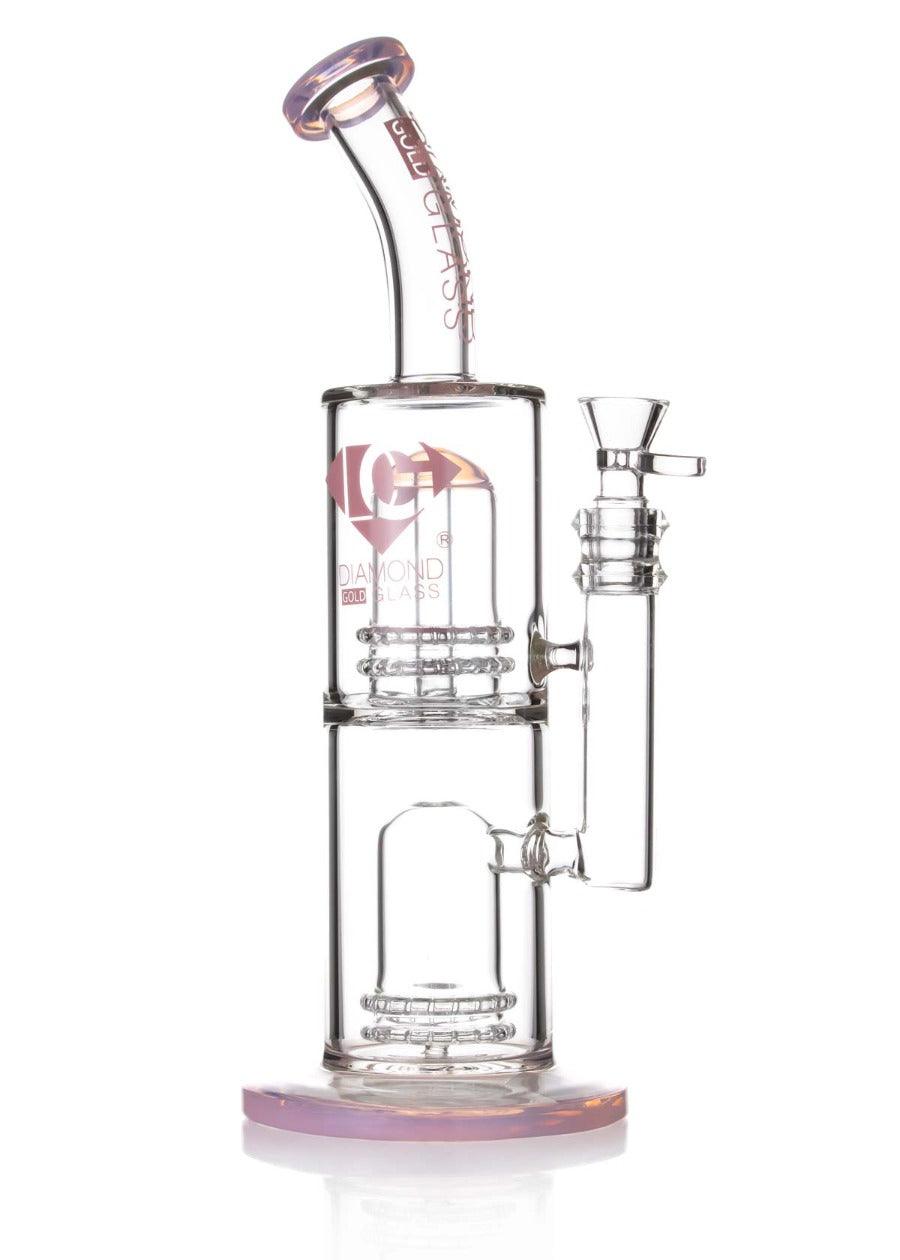 pink diamond glass bong with quad showerhead perc