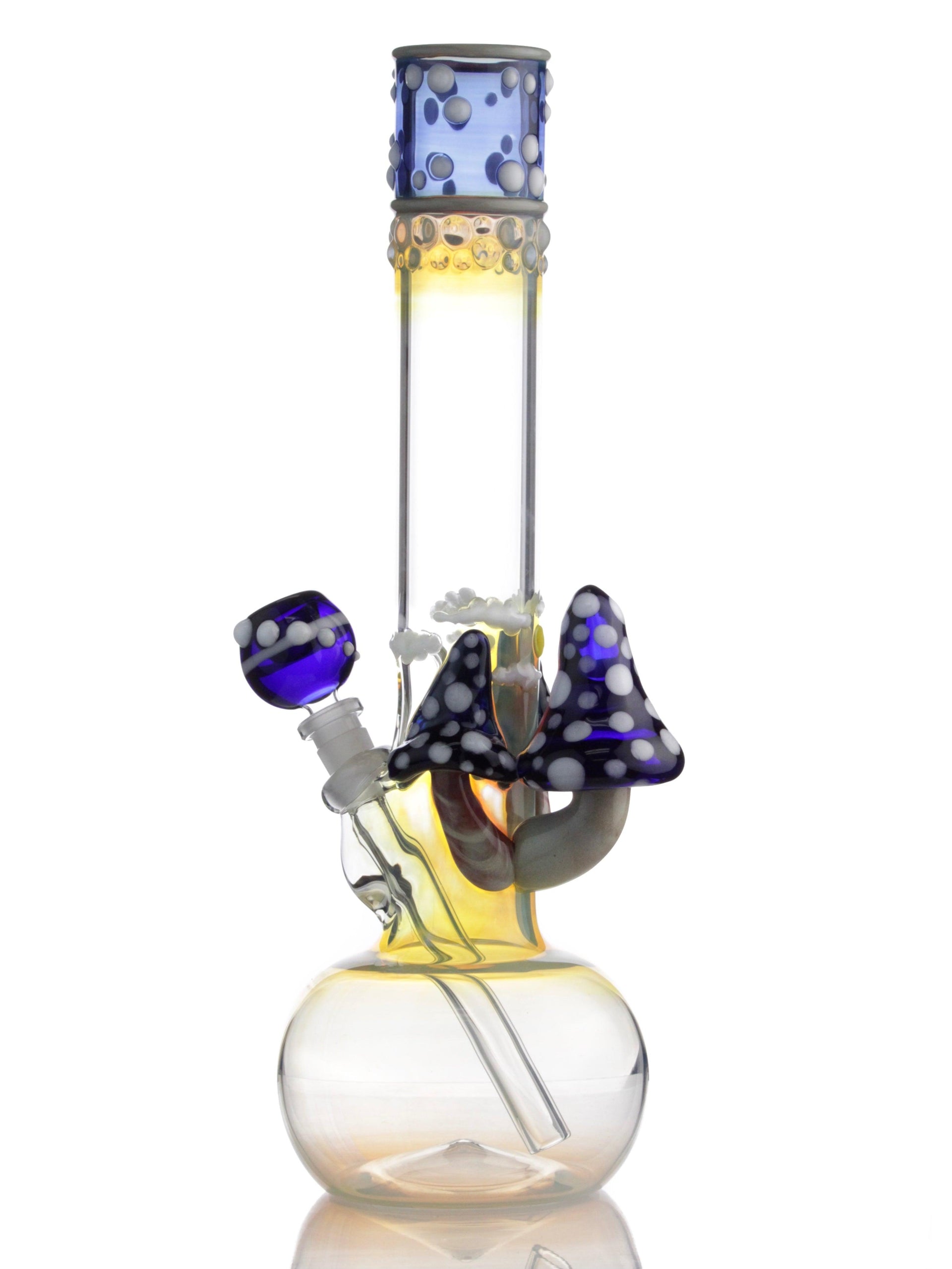 Trident Glass 15" Blue Shrooms Fumed Bubble Bong - Tokenologies